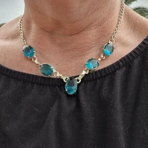 New London Blue Topaz 925 Silver Necklace.